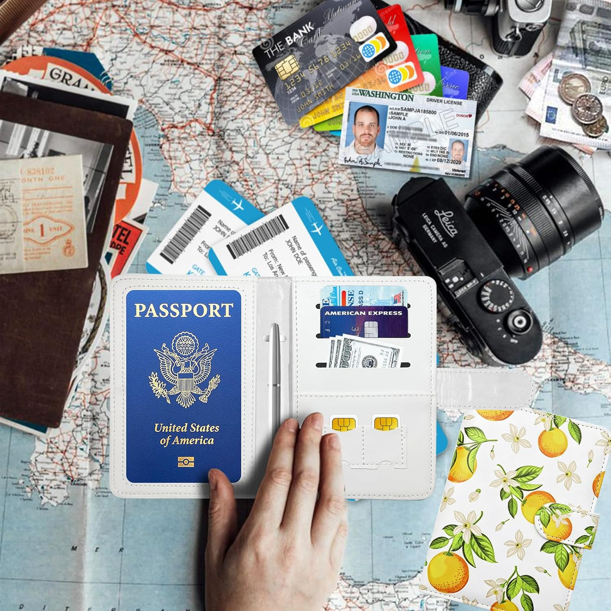 Passport Holder for Travel, RFID Passport Cover Wallet for Women Men | Leather Passport Book, Card Holder Case, International Travel Must Haves Accessories, Cruise Ship Essentials Gifts, Black