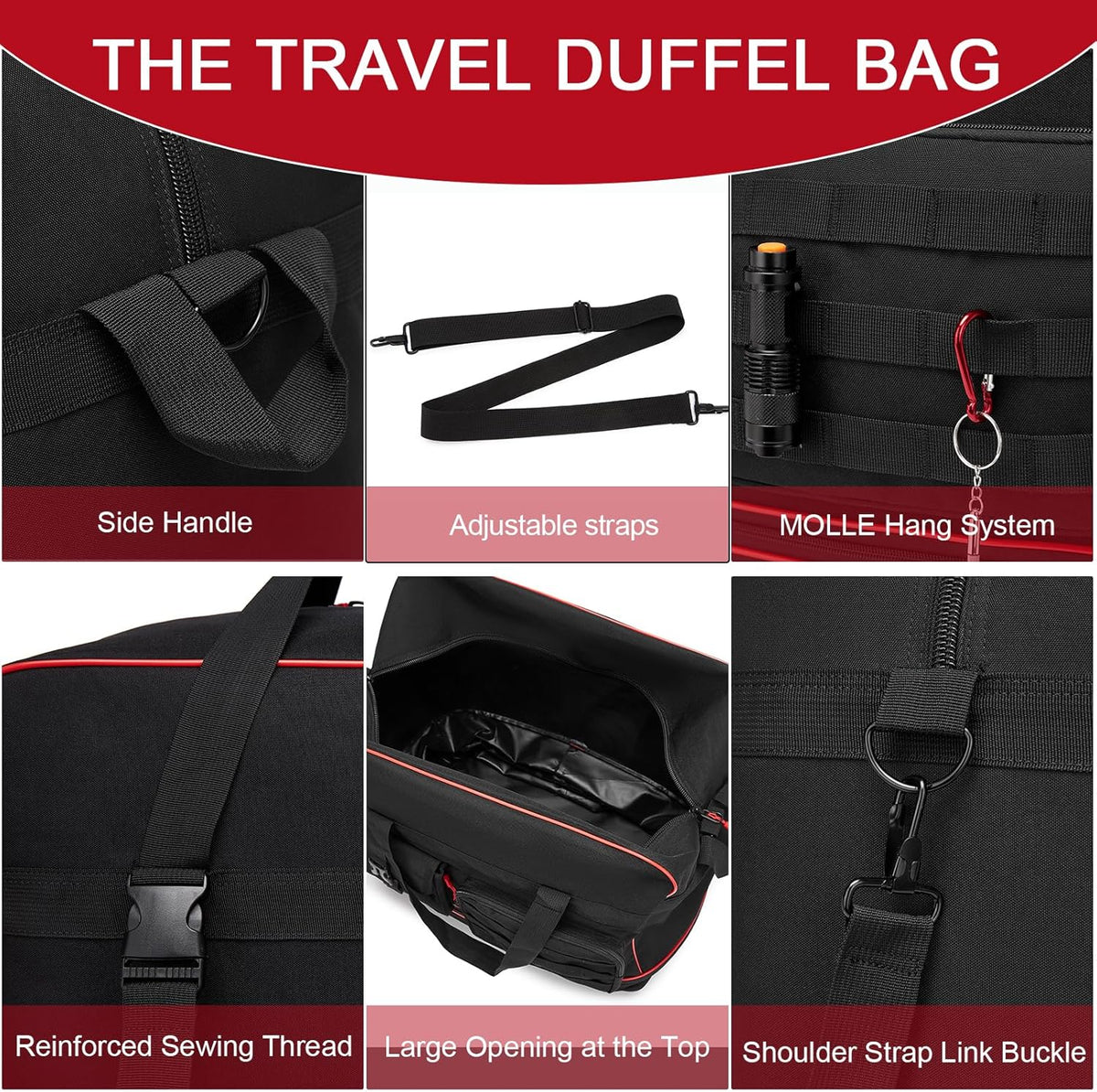 Tactical Foldable Travel Bag, Large Rolling Travel Duffle Bag with Wheels and Handle Suitcases with Wheels, Expandable Foldable Luggage Bag Collapsible Luggage, Black