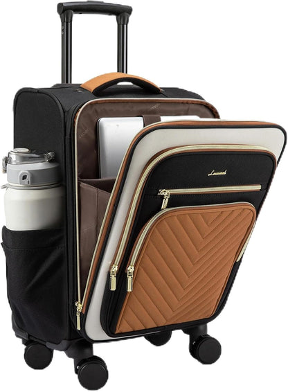 Carry On Luggage 22x14x9 Airline Approved,20 Inch Carry On Suitcases with Wheels,Softside Rolling Suitcase with TSA Lock for Women Men,Lightweight Travel luggage