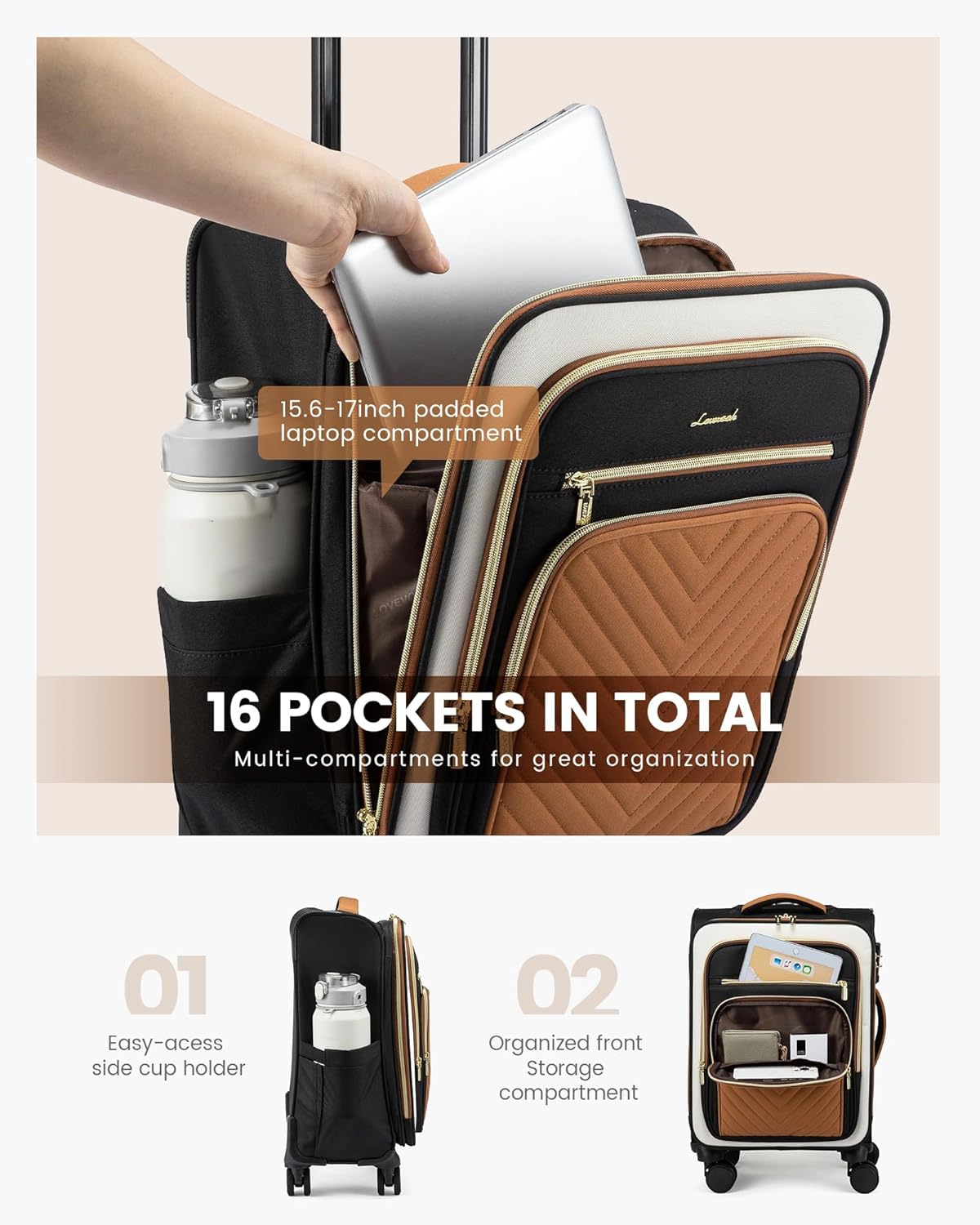 Carry On Luggage 22x14x9 Airline Approved,20 Inch Carry On Suitcases with Wheels,Softside Rolling Suitcase with TSA Lock for Women Men,Lightweight Travel luggage