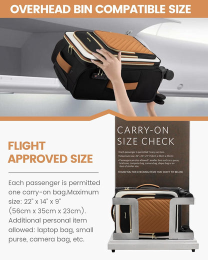Carry On Luggage 22x14x9 Airline Approved,20 Inch Carry On Suitcases with Wheels,Softside Rolling Suitcase with TSA Lock for Women Men,Lightweight Travel luggage