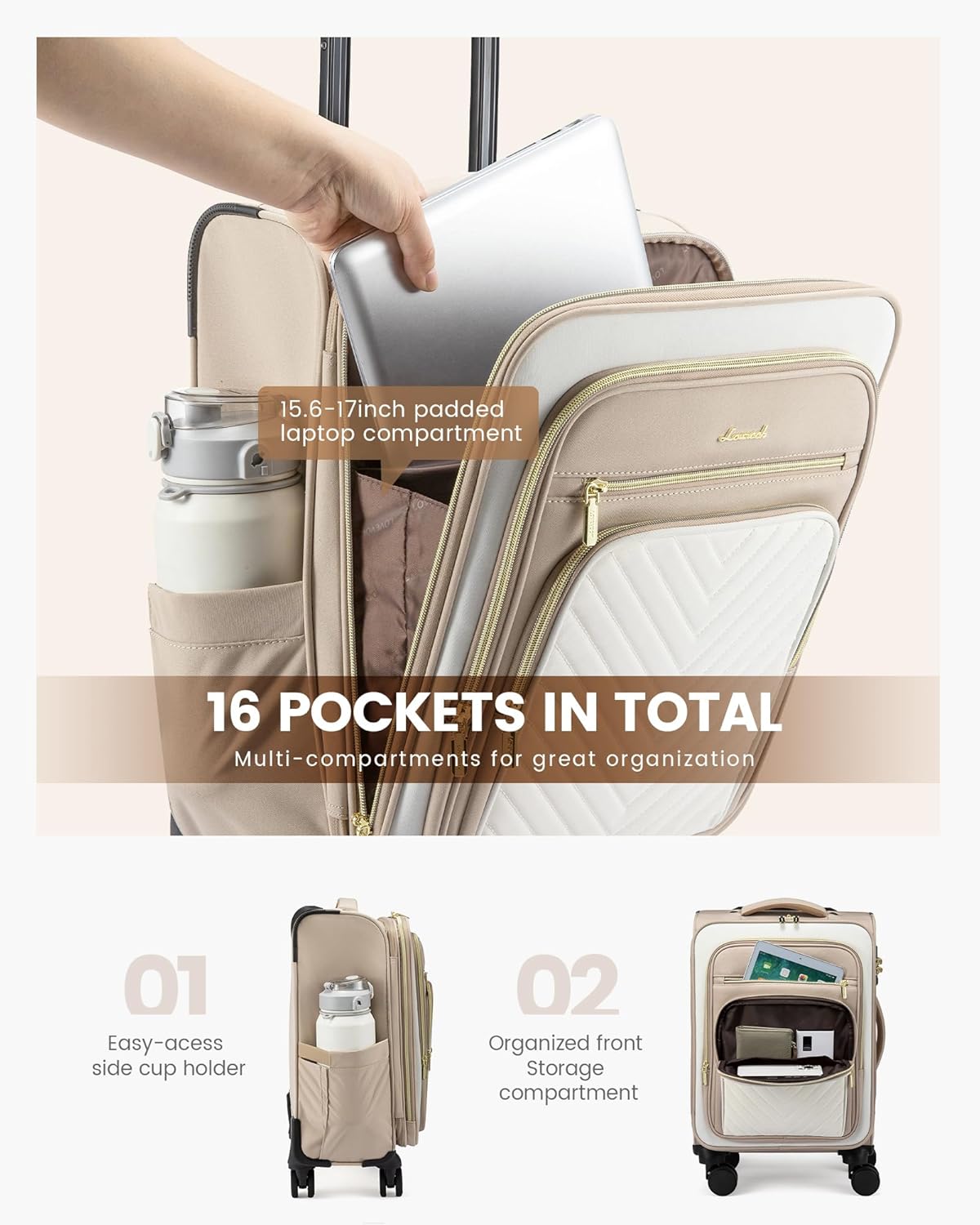 Carry On Luggage 22x14x9 Airline Approved,20 Inch Carry On Suitcases with Wheels,Softside Rolling Suitcase with TSA Lock for Women Men,Lightweight Travel luggage