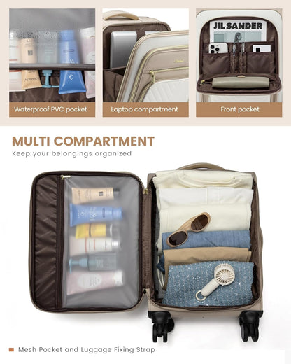Carry On Luggage 22x14x9 Airline Approved,20 Inch Carry On Suitcases with Wheels,Softside Rolling Suitcase with TSA Lock for Women Men,Lightweight Travel luggage