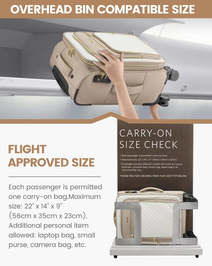 Carry On Luggage 22x14x9 Airline Approved,20 Inch Carry On Suitcases with Wheels,Softside Rolling Suitcase with TSA Lock for Women Men,Lightweight Travel luggage