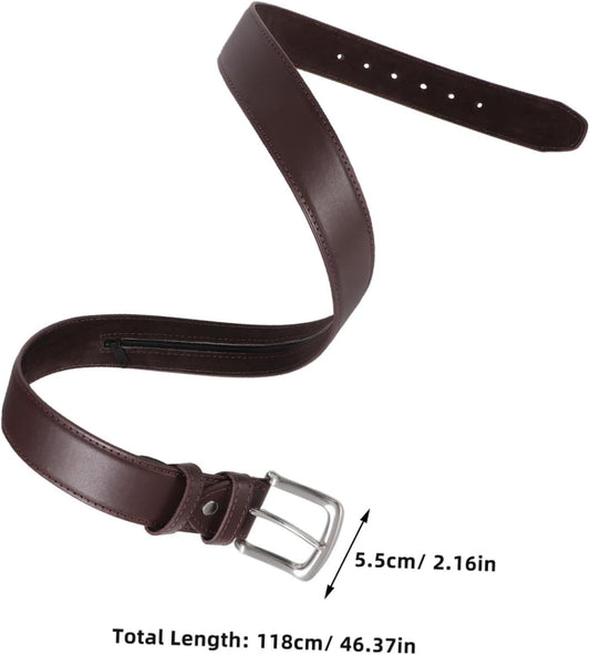 Hidden Money Pocket Travel Security Belt for Men Waist Wallet with Concealed Zipper Pockets for Cash and Valuables Elegant Brown Travel Accessories