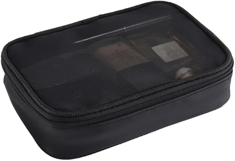 Mesh Toiletry Bag, Portable See Through Toiletry Bag, Breathable Mesh Makeup Bag with Zipper, Travel bag for Cosmetics (Small)