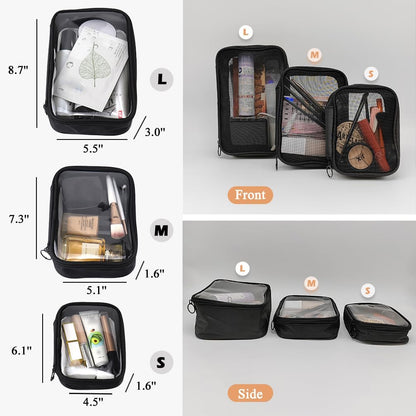 Mesh Toiletry Bag, Portable See Through Toiletry Bag, Breathable Mesh Makeup Bag with Zipper, Travel bag for Cosmetics (Small)