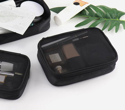 Mesh Toiletry Bag, Portable See Through Toiletry Bag, Breathable Mesh Makeup Bag with Zipper, Travel bag for Cosmetics (Small)