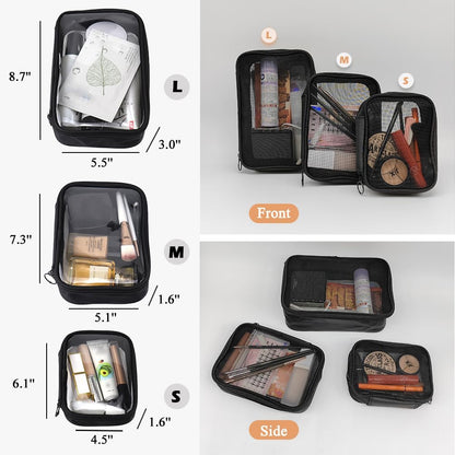 Mesh Toiletry Bag, Portable See Through Toiletry Bag, Breathable Mesh Makeup Bag with Zipper, Travel bag for Cosmetics (Small)