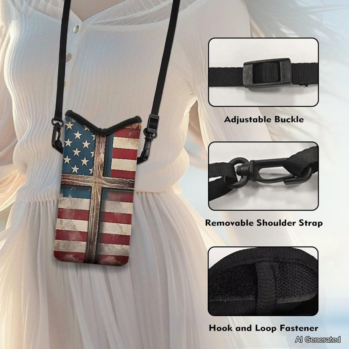 Women Men Crossbody Phone Bag Lightweight Neoprene Cellphone Case Waterproof Phone Carry Pouch for iPhone 15/14/ 13 Pro Max, for Samsung S24, S23+, A25, A35, Hummingbird Floral Pattern - Colors B