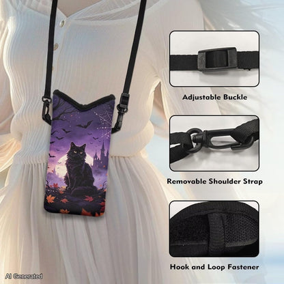 Women Men Crossbody Phone Bag Lightweight Neoprene Cellphone Case Waterproof Phone Carry Pouch for iPhone 15/14/ 13 Pro Max, for Samsung S24, S23+, A25, A35, Hummingbird Floral Pattern - Colors B
