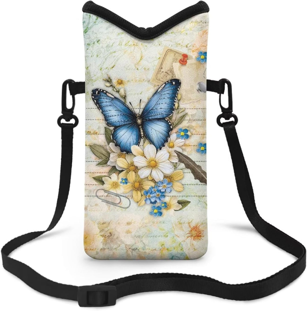Women Men Crossbody Phone Bag Lightweight Neoprene Cellphone Case Waterproof Phone Carry Pouch for iPhone 15/14/ 13 Pro Max, for Samsung S24, S23+, A25, A35, Hummingbird Floral Pattern - Colors B