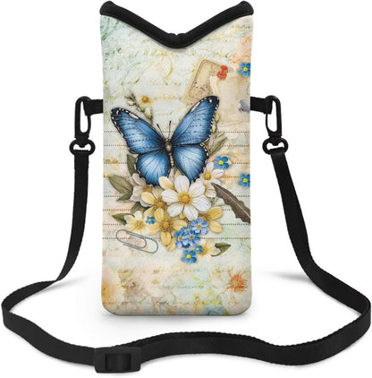 Women Men Crossbody Phone Bag Lightweight Neoprene Cellphone Case Waterproof Phone Carry Pouch for iPhone 15/14/ 13 Pro Max, for Samsung S24, S23+, A25, A35, Hummingbird Floral Pattern - Colors B
