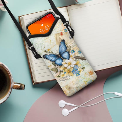 Women Men Crossbody Phone Bag Lightweight Neoprene Cellphone Case Waterproof Phone Carry Pouch for iPhone 15/14/ 13 Pro Max, for Samsung S24, S23+, A25, A35, Hummingbird Floral Pattern - Colors B