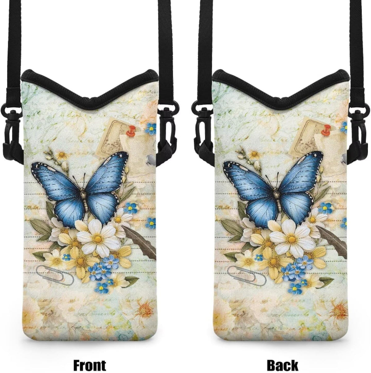 Women Men Crossbody Phone Bag Lightweight Neoprene Cellphone Case Waterproof Phone Carry Pouch for iPhone 15/14/ 13 Pro Max, for Samsung S24, S23+, A25, A35, Hummingbird Floral Pattern - Colors B