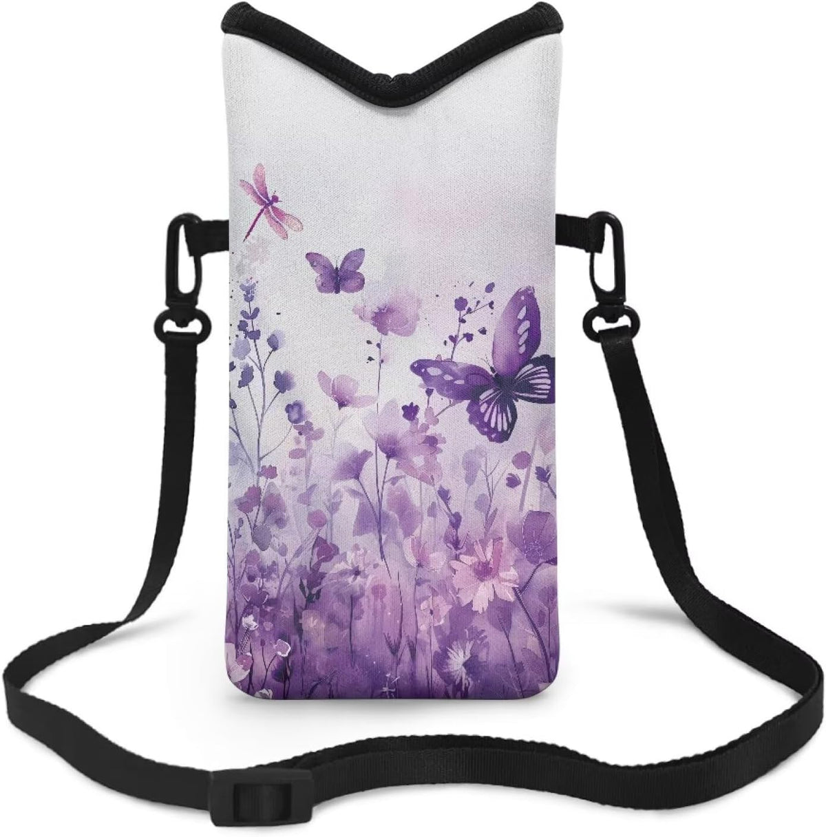 Women Men Crossbody Phone Bag Lightweight Neoprene Cellphone Case Waterproof Phone Carry Pouch for iPhone 15/14/ 13 Pro Max, for Samsung S24, S23+, A25, A35, Hummingbird Floral Pattern - Colors B