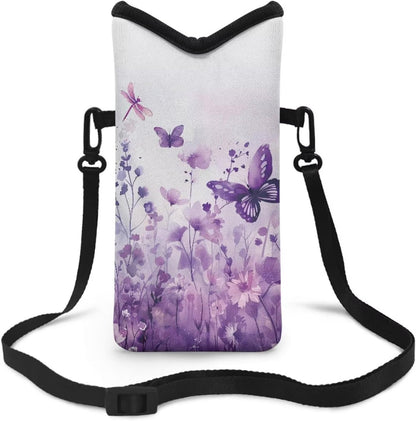 Women Men Crossbody Phone Bag Lightweight Neoprene Cellphone Case Waterproof Phone Carry Pouch for iPhone 15/14/ 13 Pro Max, for Samsung S24, S23+, A25, A35, Hummingbird Floral Pattern - Colors B