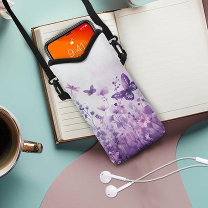 Women Men Crossbody Phone Bag Lightweight Neoprene Cellphone Case Waterproof Phone Carry Pouch for iPhone 15/14/ 13 Pro Max, for Samsung S24, S23+, A25, A35, Hummingbird Floral Pattern - Colors B
