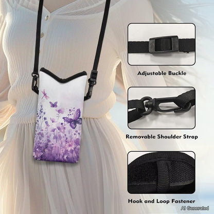 Women Men Crossbody Phone Bag Lightweight Neoprene Cellphone Case Waterproof Phone Carry Pouch for iPhone 15/14/ 13 Pro Max, for Samsung S24, S23+, A25, A35, Hummingbird Floral Pattern - Colors B