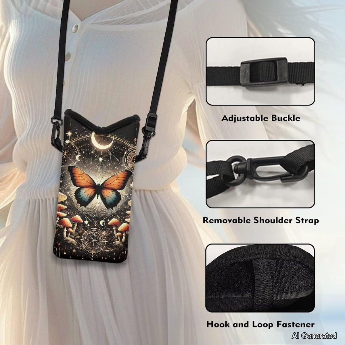 Women Men Crossbody Phone Bag Lightweight Neoprene Cellphone Case Waterproof Phone Carry Pouch for iPhone 15/14/ 13 Pro Max, for Samsung S24, S23+, A25, A35, Hummingbird Floral Pattern - Colors B