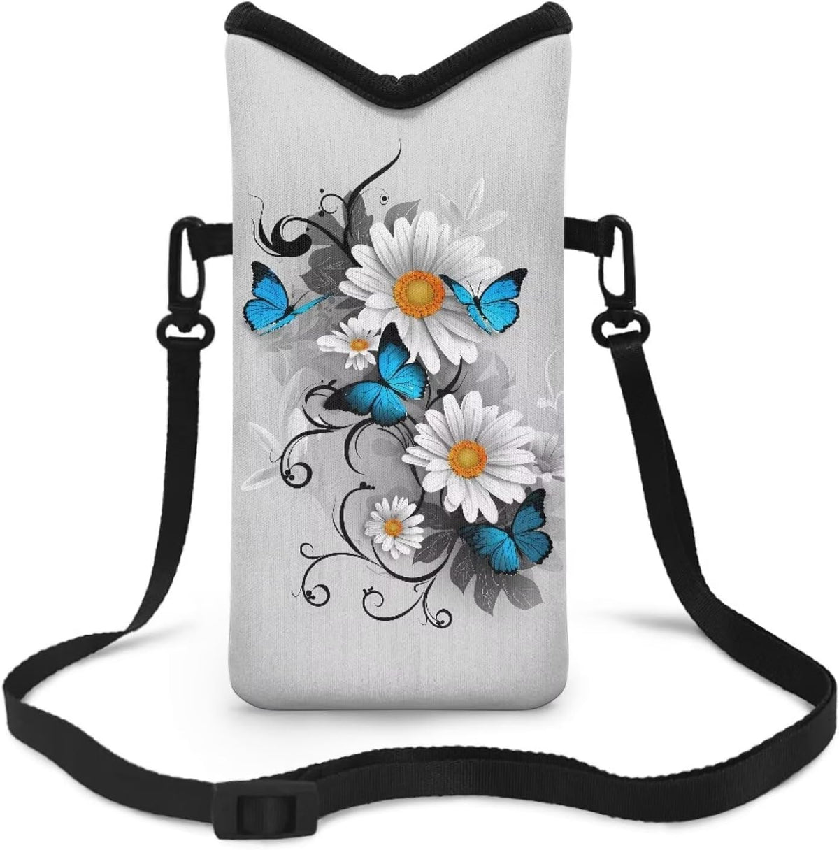 Women Men Crossbody Phone Bag Lightweight Neoprene Cellphone Case Waterproof Phone Carry Pouch for iPhone 15/14/ 13 Pro Max, for Samsung S24, S23+, A25, A35, Hummingbird Floral Pattern - Colors B