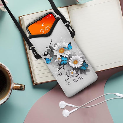 Women Men Crossbody Phone Bag Lightweight Neoprene Cellphone Case Waterproof Phone Carry Pouch for iPhone 15/14/ 13 Pro Max, for Samsung S24, S23+, A25, A35, Hummingbird Floral Pattern - Colors B