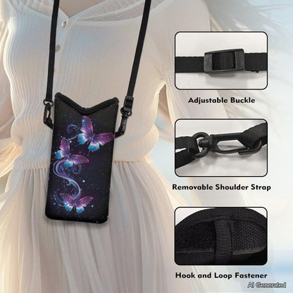 Women Men Crossbody Phone Bag Lightweight Neoprene Cellphone Case Waterproof Phone Carry Pouch for iPhone 15/14/ 13 Pro Max, for Samsung S24, S23+, A25, A35, Hummingbird Floral Pattern - Colors B