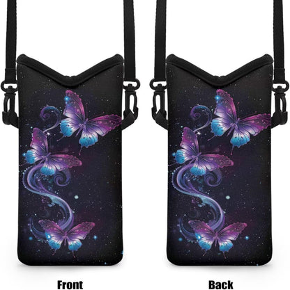 Women Men Crossbody Phone Bag Lightweight Neoprene Cellphone Case Waterproof Phone Carry Pouch for iPhone 15/14/ 13 Pro Max, for Samsung S24, S23+, A25, A35, Hummingbird Floral Pattern - Colors B