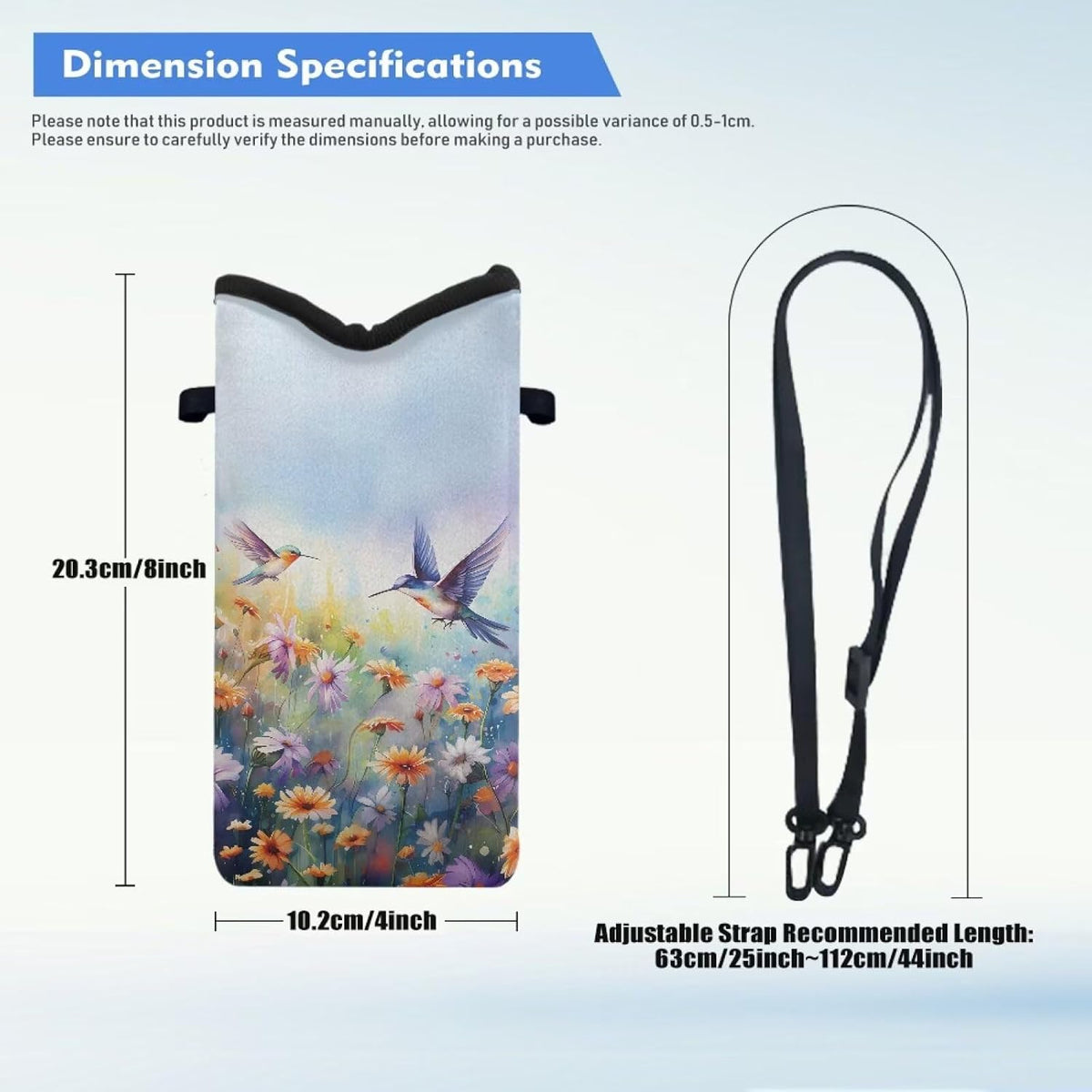Women Men Crossbody Phone Bag Lightweight Neoprene Cellphone Case Waterproof Phone Carry Pouch for iPhone 15/14/ 13 Pro Max, for Samsung S24, S23+, A25, A35, Hummingbird Floral Pattern - Colors B
