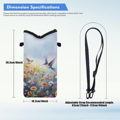 Women Men Crossbody Phone Bag Lightweight Neoprene Cellphone Case Waterproof Phone Carry Pouch for iPhone 15/14/ 13 Pro Max, for Samsung S24, S23+, A25, A35, Hummingbird Floral Pattern - Colors B