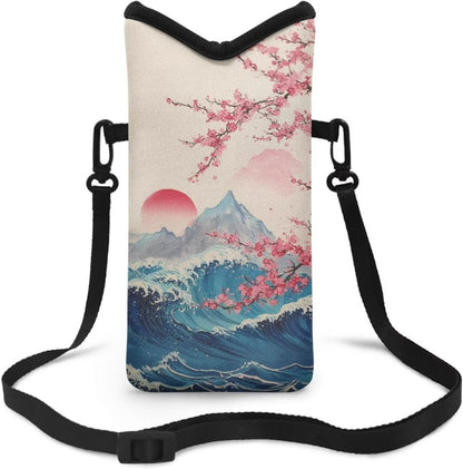 Women Men Crossbody Phone Bag Lightweight Neoprene Cellphone Case Waterproof Phone Carry Pouch for iPhone 15/14/ 13 Pro Max, for Samsung S24, S23+, A25, A35, Hummingbird Floral Pattern - Colors B