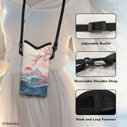 Women Men Crossbody Phone Bag Lightweight Neoprene Cellphone Case Waterproof Phone Carry Pouch for iPhone 15/14/ 13 Pro Max, for Samsung S24, S23+, A25, A35, Hummingbird Floral Pattern - Colors B