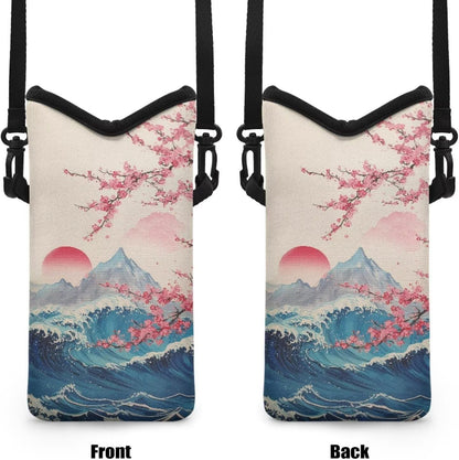 Women Men Crossbody Phone Bag Lightweight Neoprene Cellphone Case Waterproof Phone Carry Pouch for iPhone 15/14/ 13 Pro Max, for Samsung S24, S23+, A25, A35, Hummingbird Floral Pattern - Colors B