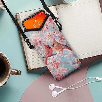 Women Men Crossbody Phone Bag Lightweight Neoprene Cellphone Case Waterproof Phone Carry Pouch for iPhone 15/14/ 13 Pro Max, for Samsung S24, S23+, A25, A35, Hummingbird Floral Pattern - Colors B
