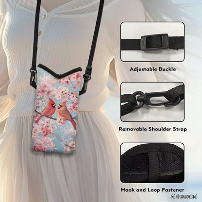 Women Men Crossbody Phone Bag Lightweight Neoprene Cellphone Case Waterproof Phone Carry Pouch for iPhone 15/14/ 13 Pro Max, for Samsung S24, S23+, A25, A35, Hummingbird Floral Pattern - Colors B