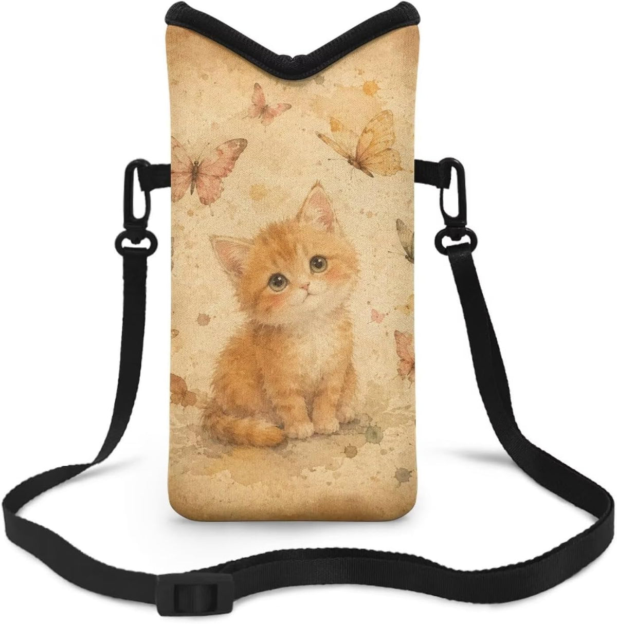Women Men Crossbody Phone Bag Lightweight Neoprene Cellphone Case Waterproof Phone Carry Pouch for iPhone 15/14/ 13 Pro Max, for Samsung S24, S23+, A25, A35, Hummingbird Floral Pattern - Colors B