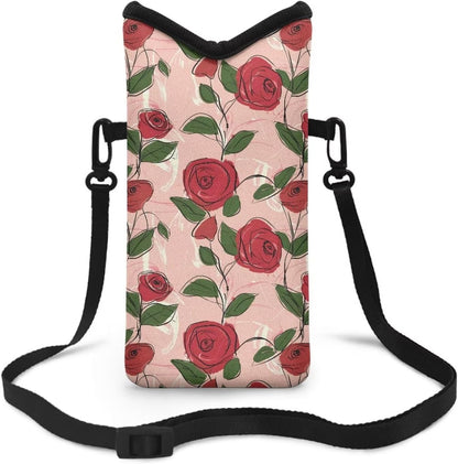 Women Men Crossbody Phone Bag Lightweight Neoprene Cellphone Case Waterproof Phone Carry Pouch for iPhone 15/14/ 13 Pro Max, for Samsung S24, S23+, A25, A35, Hummingbird Floral Pattern - Colors B
