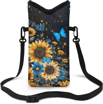 Women Men Crossbody Phone Bag Lightweight Neoprene Cellphone Case Waterproof Phone Carry Pouch for iPhone 15/14/ 13 Pro Max, for Samsung S24, S23+, A25, A35, Hummingbird Floral Pattern - Colors B
