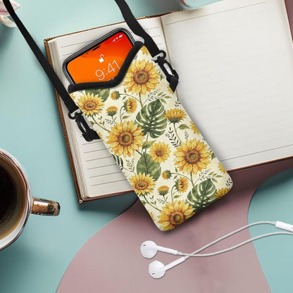 Women Men Crossbody Phone Bag Lightweight Neoprene Cellphone Case Waterproof Phone Carry Pouch for iPhone 15/14/ 13 Pro Max, for Samsung S24, S23+, A25, A35, Hummingbird Floral Pattern - Colors B