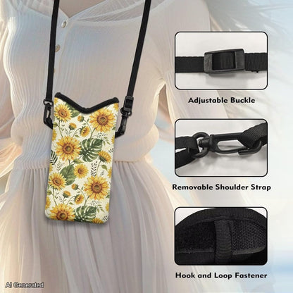 Women Men Crossbody Phone Bag Lightweight Neoprene Cellphone Case Waterproof Phone Carry Pouch for iPhone 15/14/ 13 Pro Max, for Samsung S24, S23+, A25, A35, Hummingbird Floral Pattern - Colors B