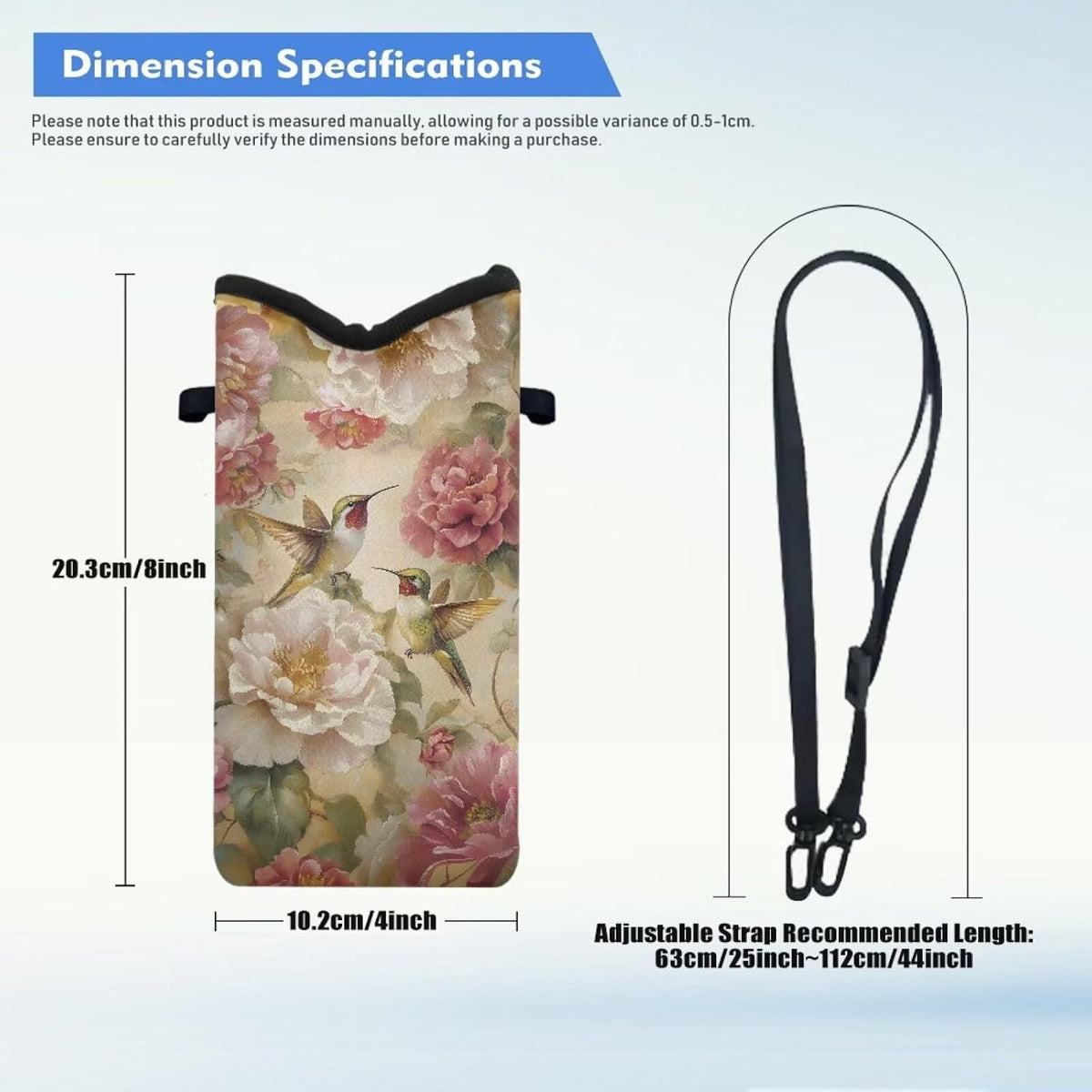 Women Men Crossbody Phone Bag Lightweight Neoprene Cellphone Case Waterproof Phone Carry Pouch for iPhone 15/14/ 13 Pro Max, for Samsung S24, S23+, A25, A35, Hummingbird Floral Pattern - Colors B