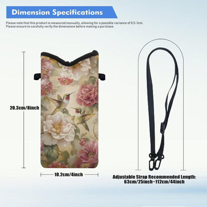 Women Men Crossbody Phone Bag Lightweight Neoprene Cellphone Case Waterproof Phone Carry Pouch for iPhone 15/14/ 13 Pro Max, for Samsung S24, S23+, A25, A35, Hummingbird Floral Pattern - Colors B