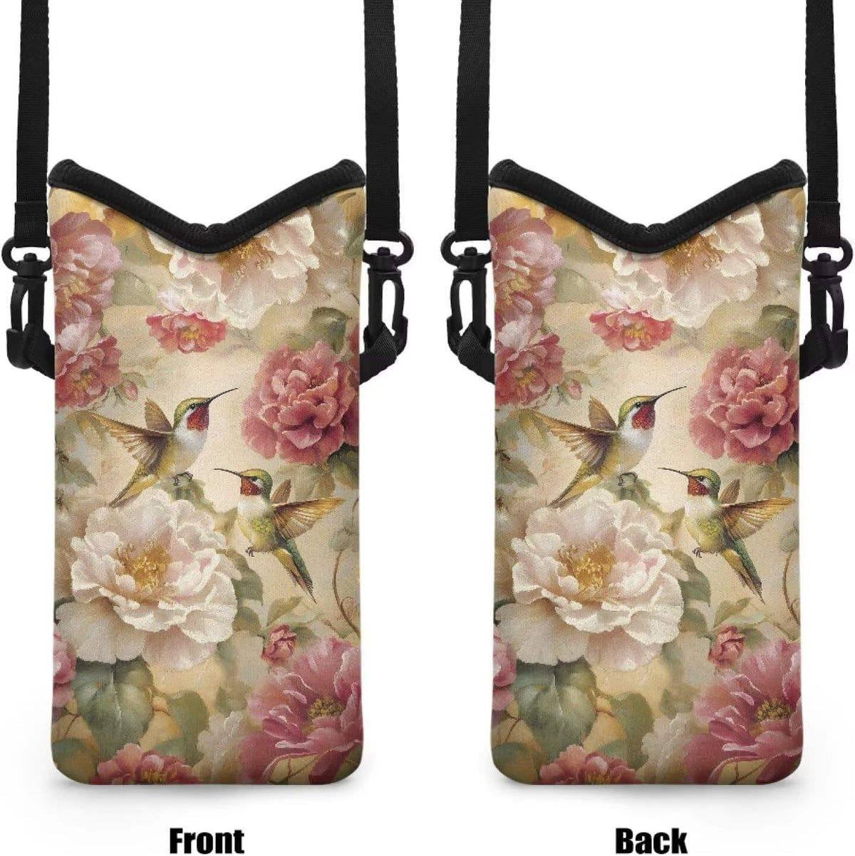 Women Men Crossbody Phone Bag Lightweight Neoprene Cellphone Case Waterproof Phone Carry Pouch for iPhone 15/14/ 13 Pro Max, for Samsung S24, S23+, A25, A35, Hummingbird Floral Pattern - Colors B
