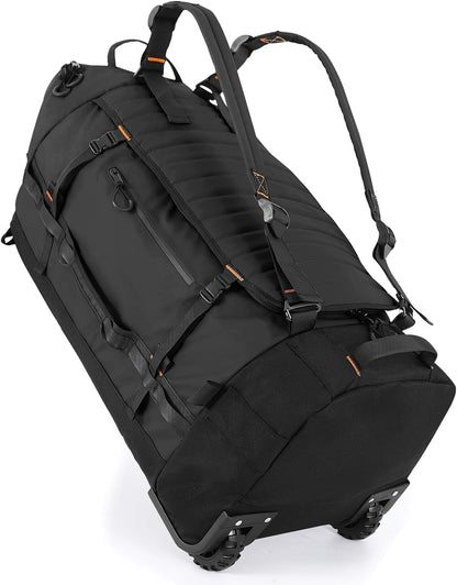Rolling Duffle Bag with Wheels,86L 30”Carry on Luggage with Wheels,Folding Travel Bag,Duffle Backpack with Separate Shoe Compartment (Dark Blue)