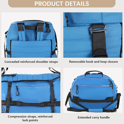 Rolling Duffle Bag with Wheels,86L 30”Carry on Luggage with Wheels,Folding Travel Bag,Duffle Backpack with Separate Shoe Compartment (Dark Blue)
