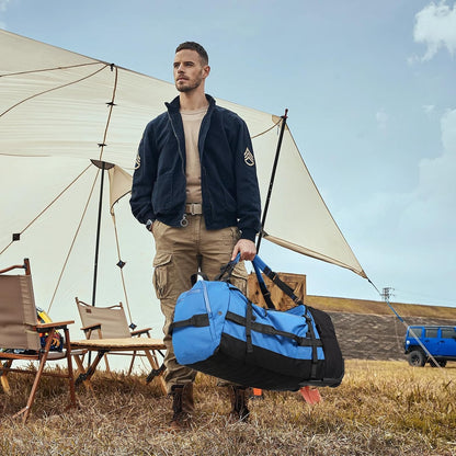 Rolling Duffle Bag with Wheels,86L 30”Carry on Luggage with Wheels,Folding Travel Bag,Duffle Backpack with Separate Shoe Compartment (Dark Blue)