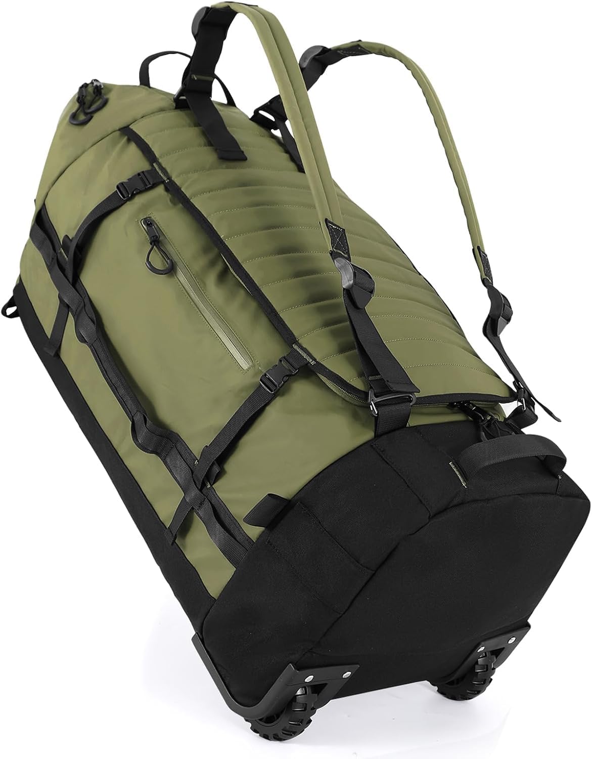 Rolling Duffle Bag with Wheels,86L 30”Carry on Luggage with Wheels,Folding Travel Bag,Duffle Backpack with Separate Shoe Compartment (Dark Blue)