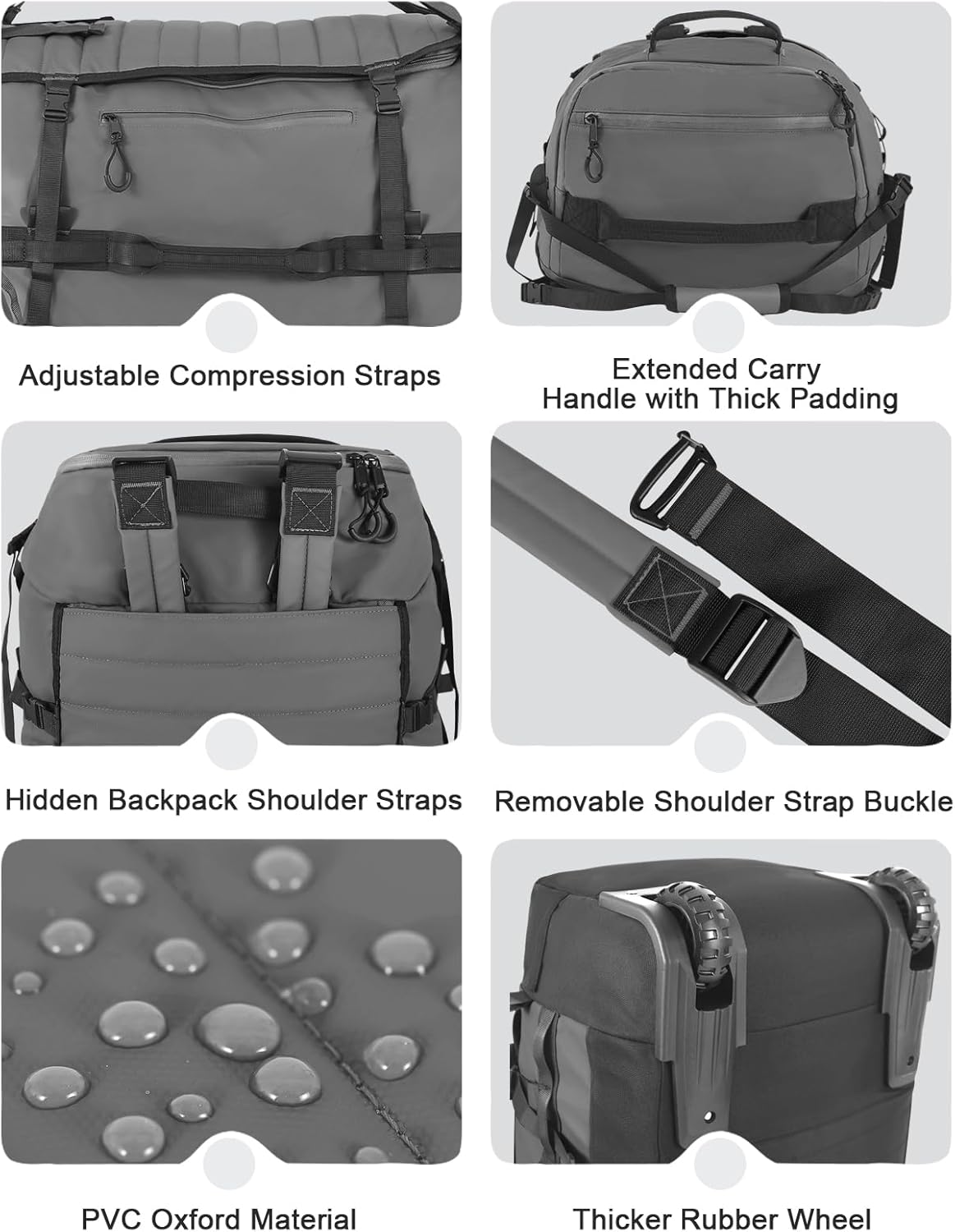 Rolling Duffle Bag with Wheels,86L 30”Carry on Luggage with Wheels,Folding Travel Bag,Duffle Backpack with Separate Shoe Compartment (Dark Blue)