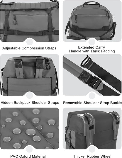 Rolling Duffle Bag with Wheels,86L 30”Carry on Luggage with Wheels,Folding Travel Bag,Duffle Backpack with Separate Shoe Compartment (Dark Blue)
