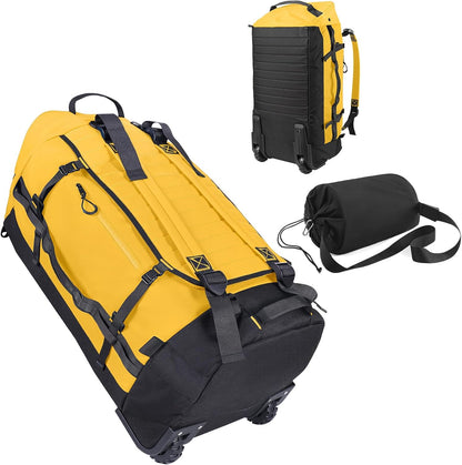 Rolling Duffle Bag with Wheels,86L 30”Carry on Luggage with Wheels,Folding Travel Bag,Duffle Backpack with Separate Shoe Compartment (Dark Blue)